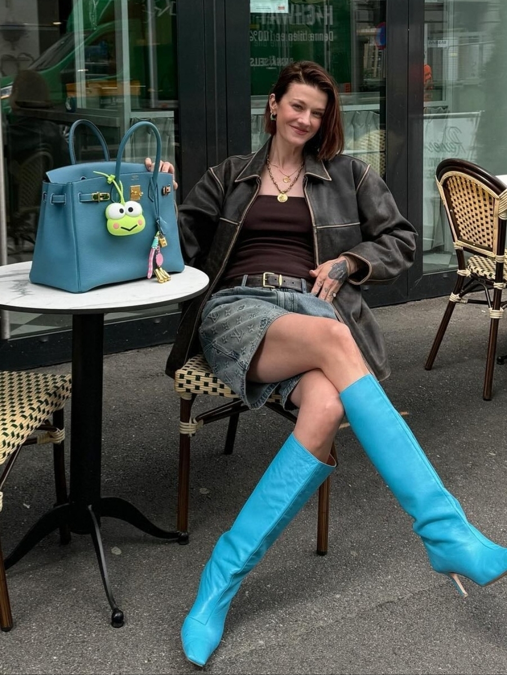 ACNE STUDIOS Blue leather boots size-7 - Picture 5 of 7